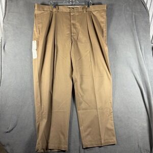 Oak Hill Pleated Khaki Pants Mens 48x30 Stretch Cotton Twill Tan DXL NWT